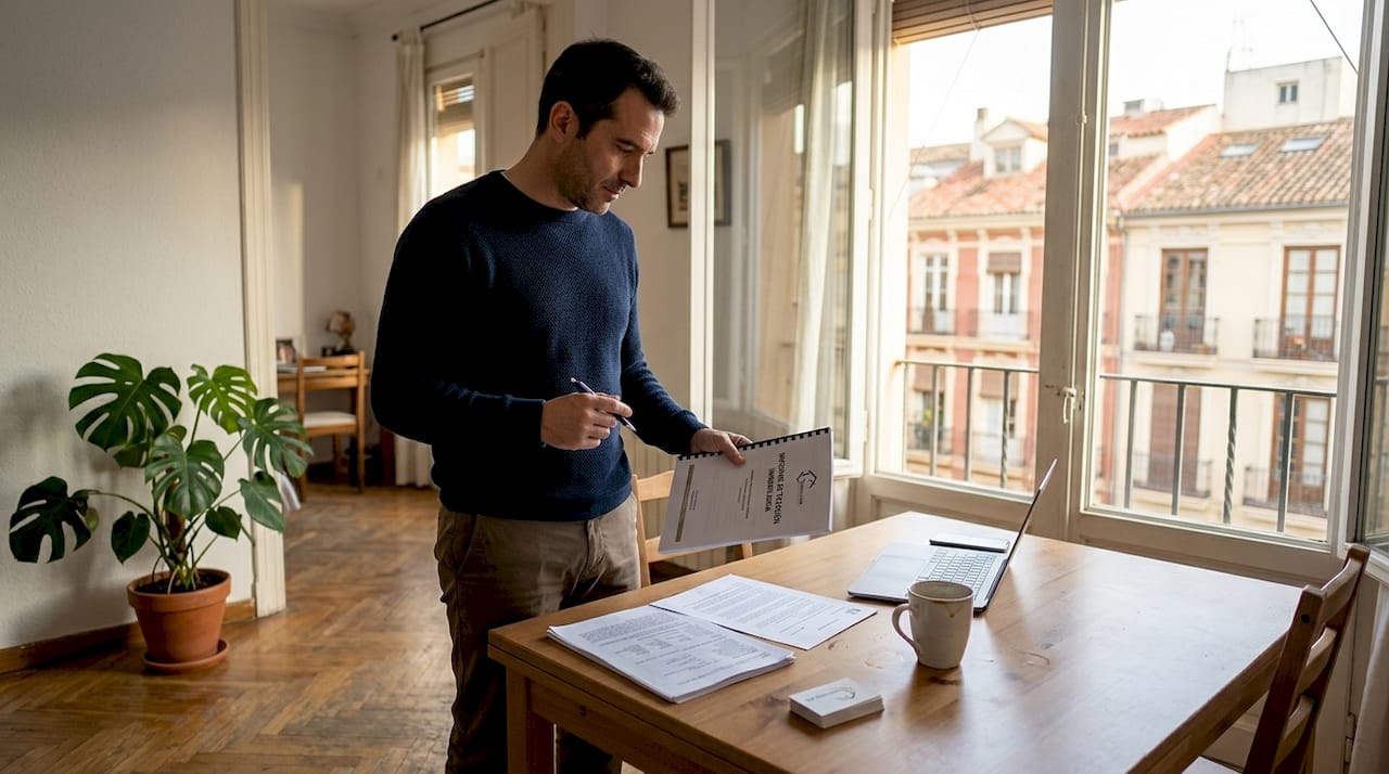 Un hombre revisa el valor de su piso en Valencia