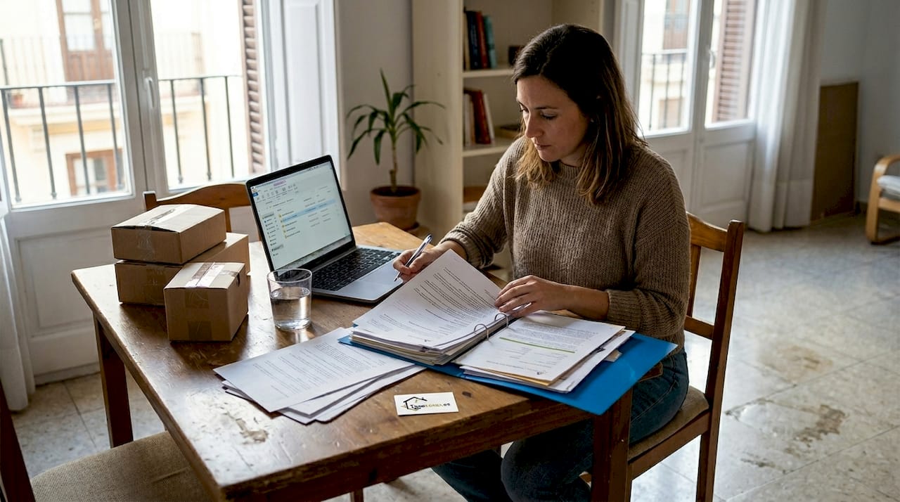 Mujer revisando documentos para la compra de una vivienda