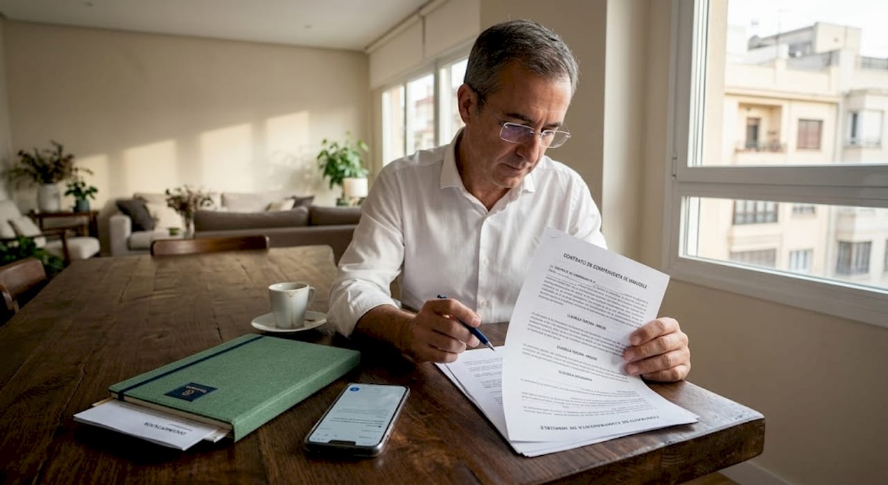 Hombre analizando papeles relacionados con inversiones en bienes raíces
