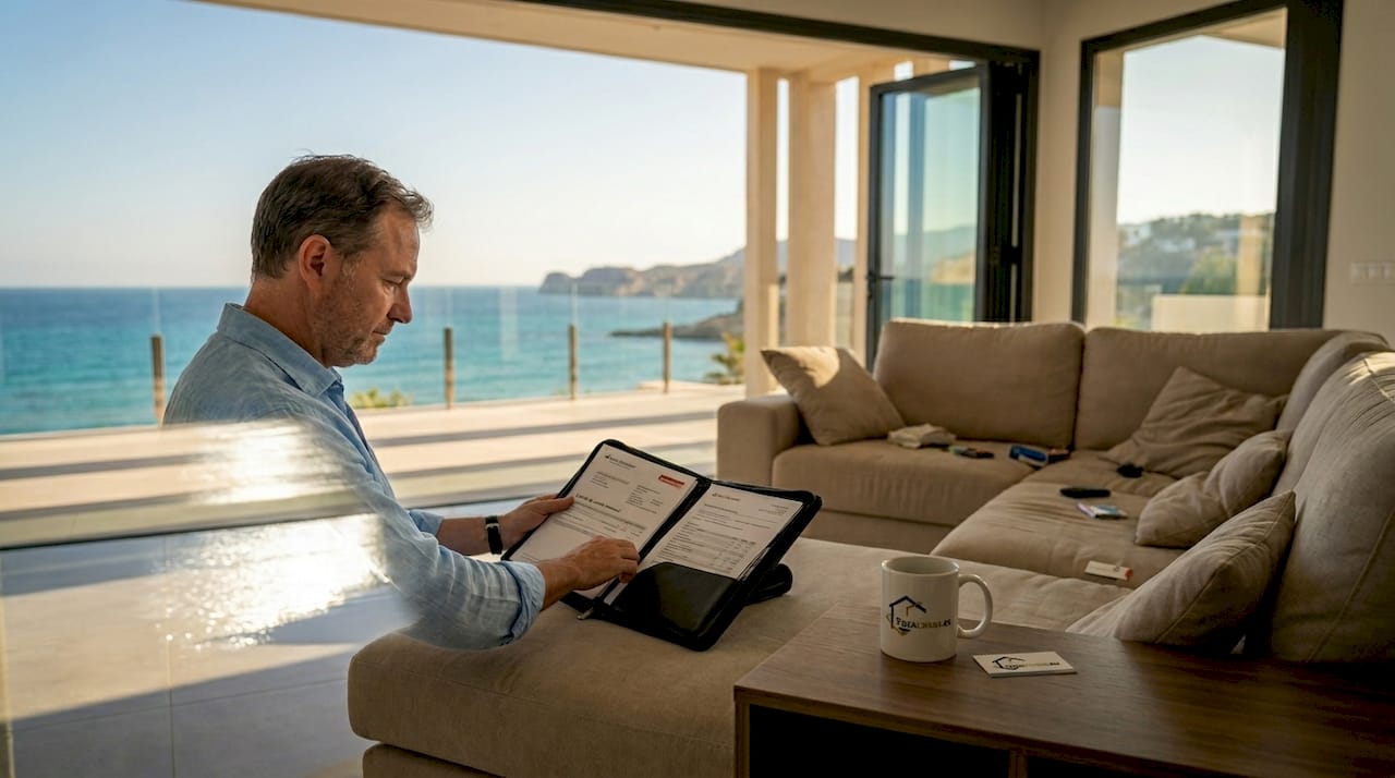 Amplio salón lleno de luz en exclusiva vivienda con espectaculares vistas al mar