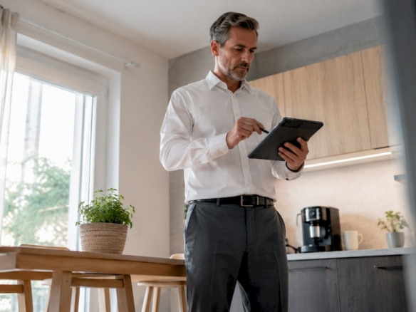 Perito realizando la inspección de una vivienda para determinar su valor